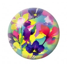 Cabochon en Verre Illustré Fleurs 12 à 25mm pour la création de bijoux fantaisie - DIY