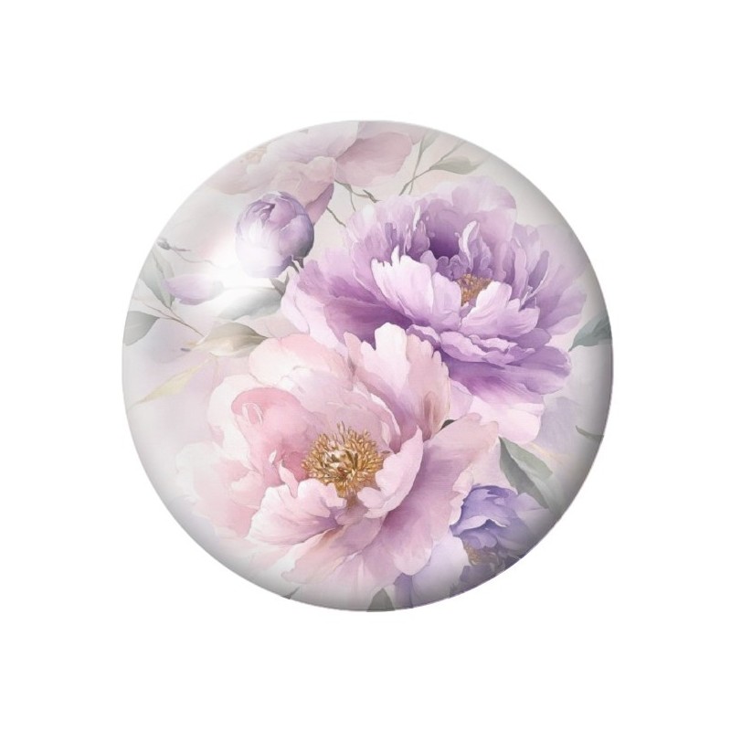 Cabochon en Verre Illustré Fleurs 12 à 25mm