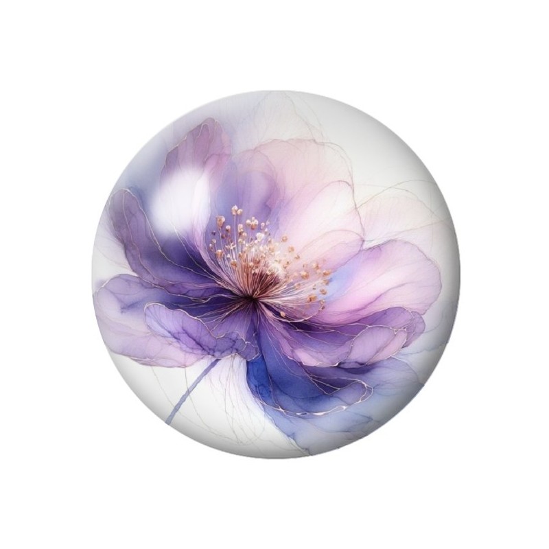 Cabochon en Verre Illustré Fleurs 12 à 25mm
