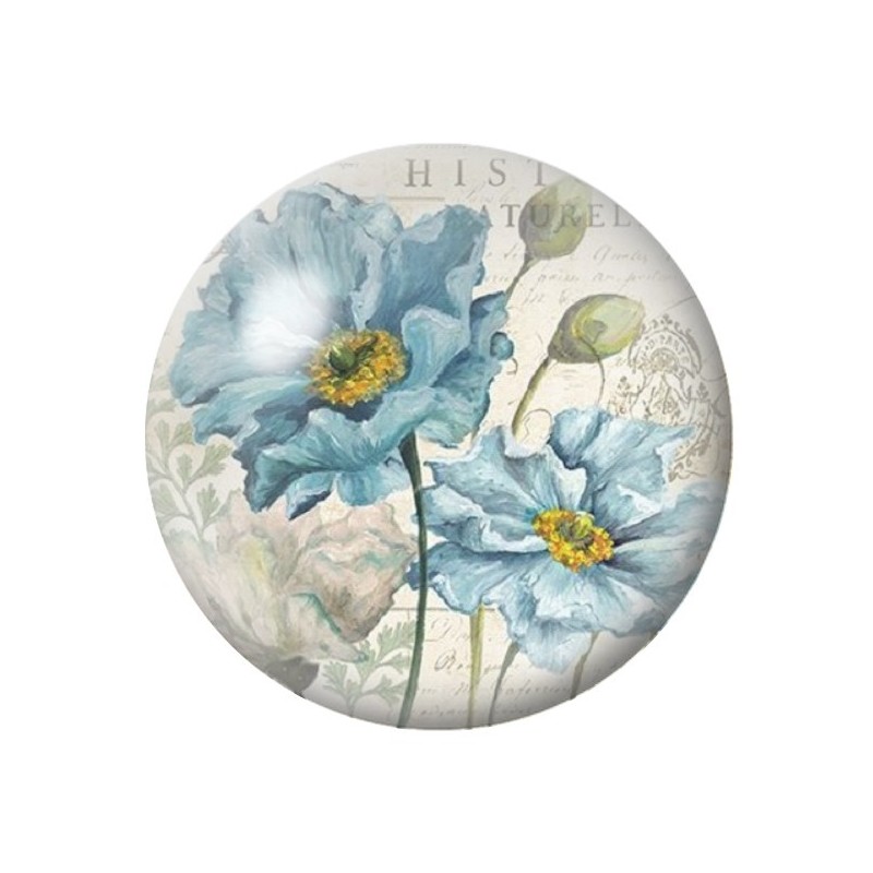 Cabochon en Verre Illustré Fleurs 12 à 25mm