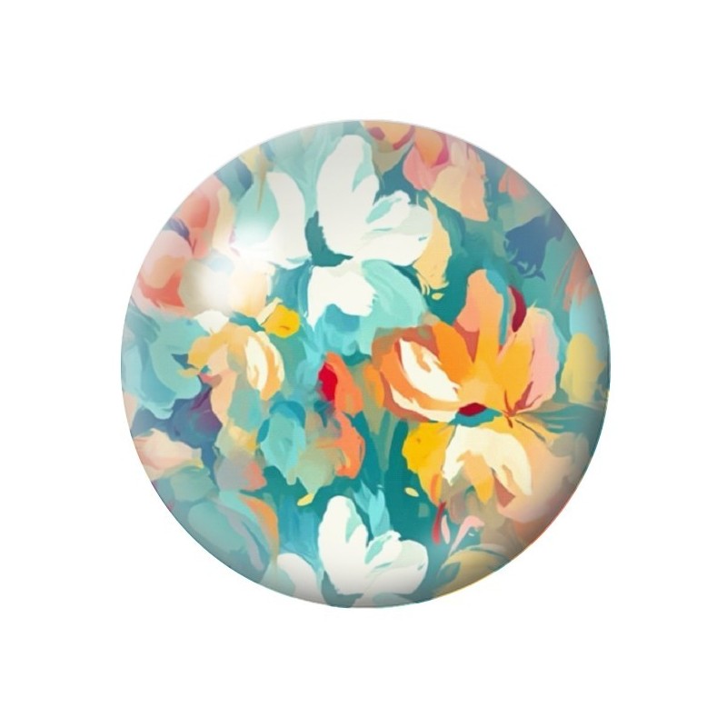 Cabochon en Verre Illustré Fleurs 12 à 25mm