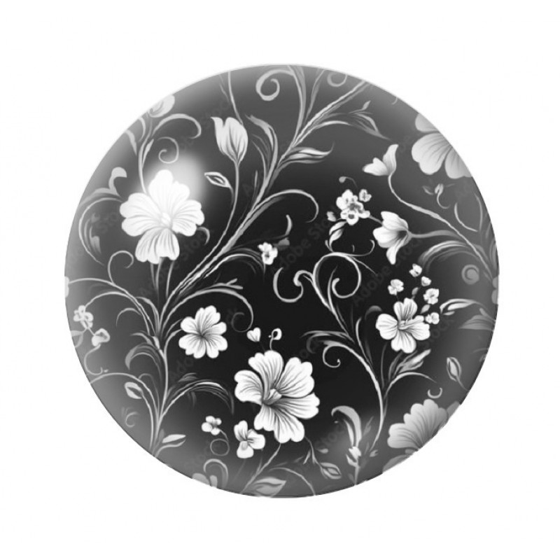 Cabochon en Verre Illustré Fleurs 12 à 25mm