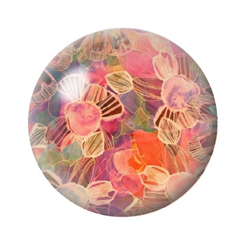 Cabochon en Verre Illustré Fleurs 12 à 25mm