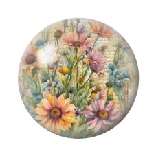 Cabochon en Verre Illustré Fleurs 12 à 25mm pour la création de bijoux fantaisie - DIY