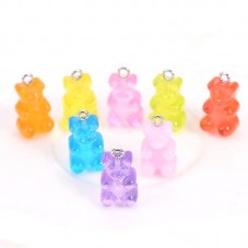 2 Breloques Bonbon Nounours Vert 16mm