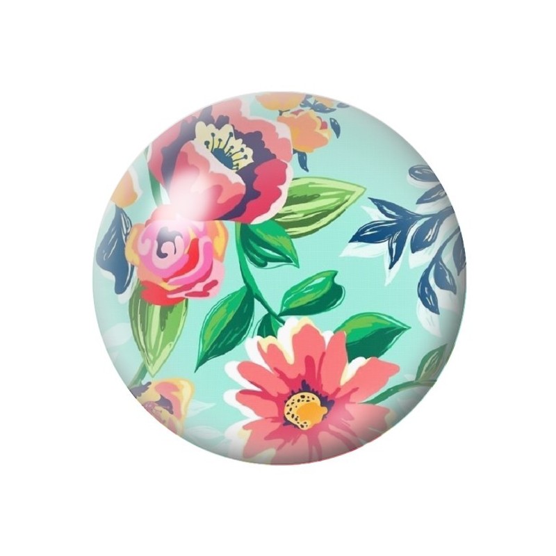 Cabochon en Verre Illustré Fleurs 12 à 25mm
