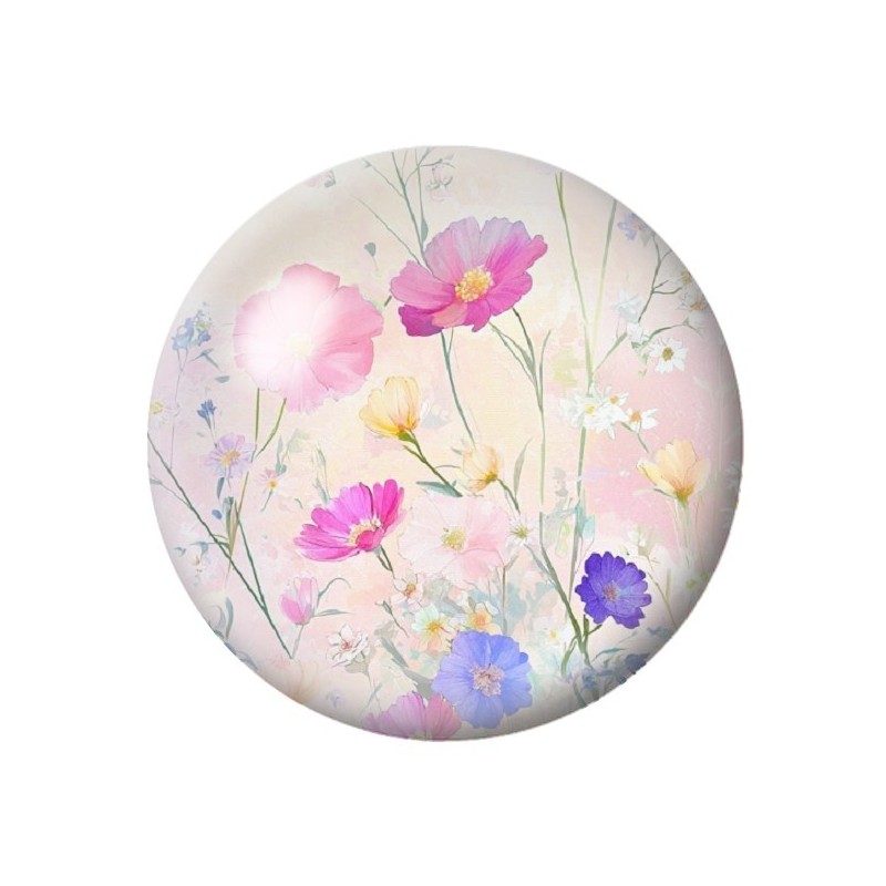 Cabochon en Verre Illustré Fleurs 12 à 25mm