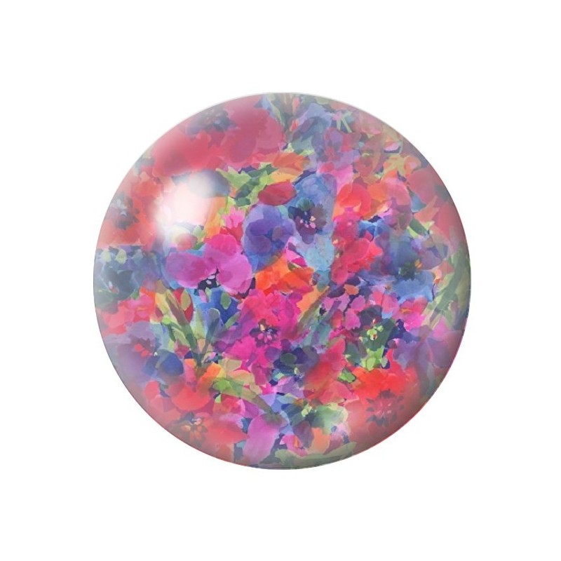 Cabochon en Verre Illustré Fleurs 12 à 25mm