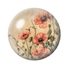 Cabochon en Verre Illustré Fleurs 12 à 25mm pour la création de bijoux fantaisie - DIY