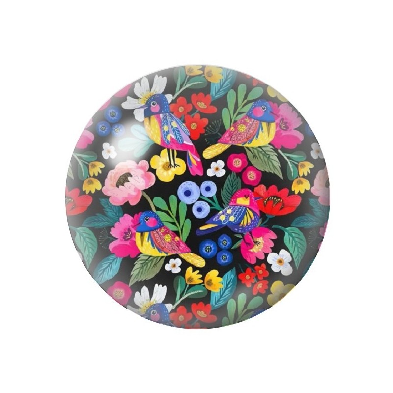 Cabochon en Verre Illustré Fleurs 12 à 25mm