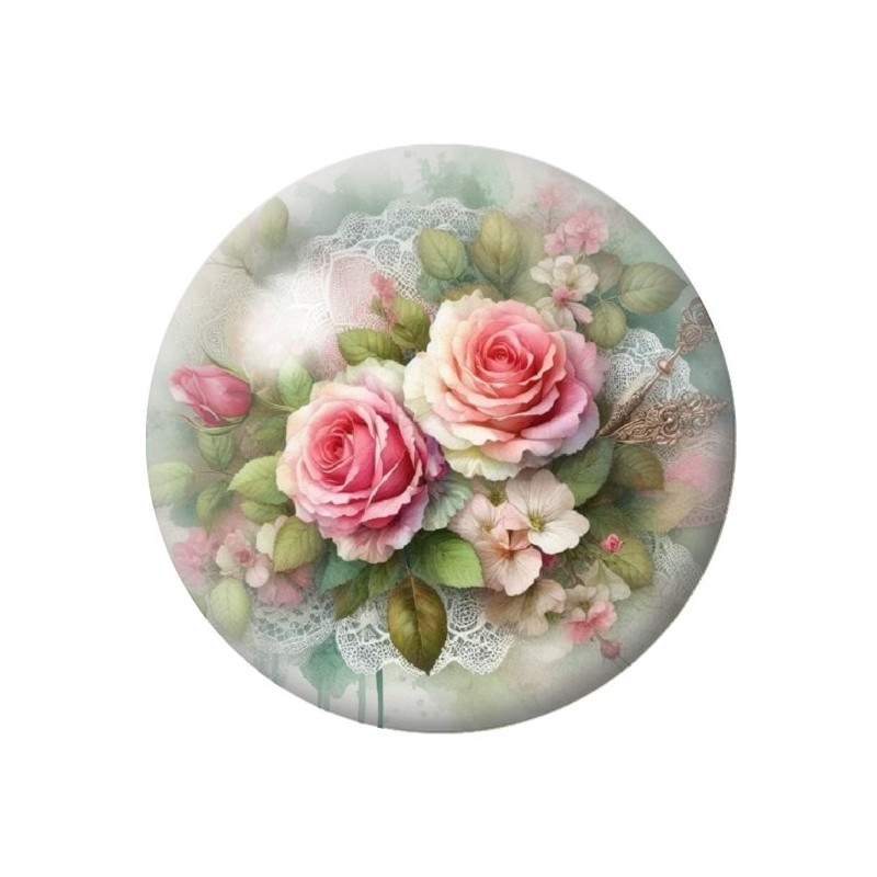 Cabochon en Verre Illustré Fleurs 12 à 25mm