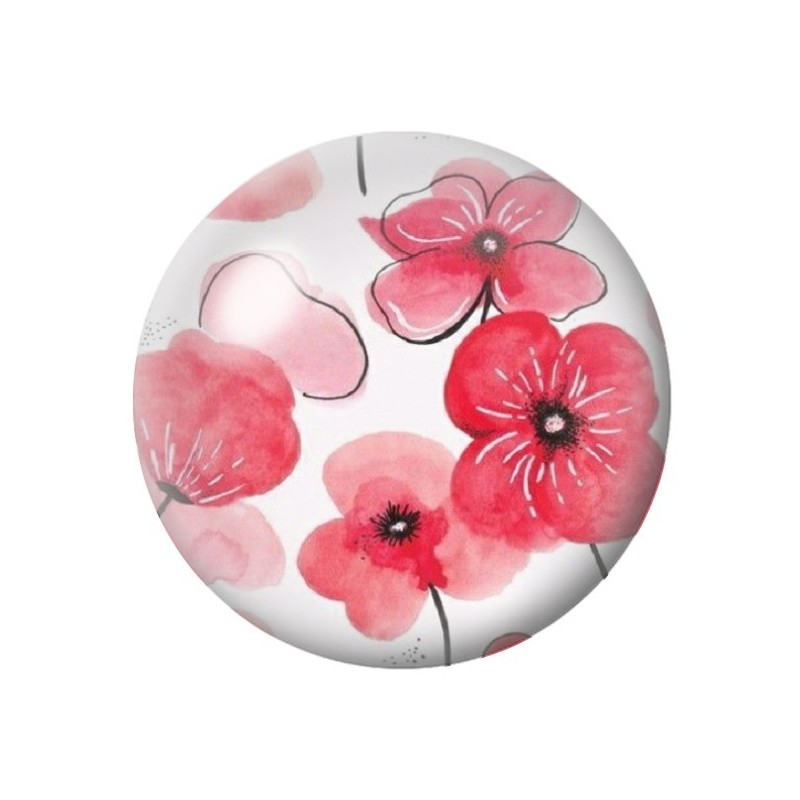 Cabochon en Verre Illustré Fleurs 12 à 25mm