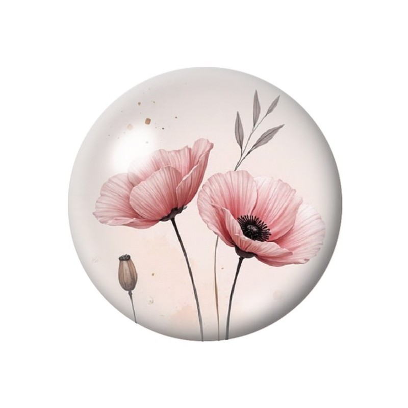 Cabochon en Verre Illustré Fleurs 12 à 25mm