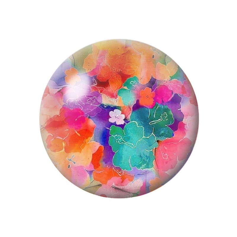 Cabochon en Verre Illustré Fleurs 12 à 25mm