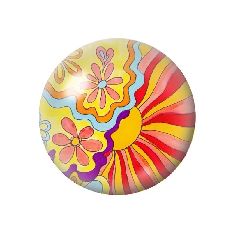 Cabochon en Verre Illustré Fleurs 12 à 25mm