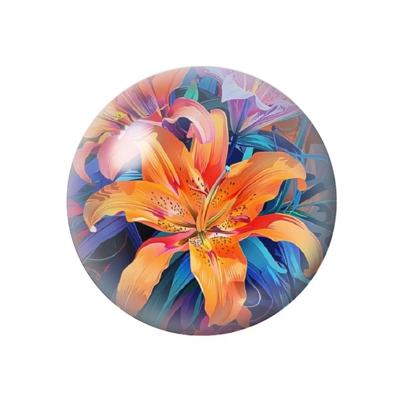 Cabochon en Verre Illustré Fleurs 12 à 25mm