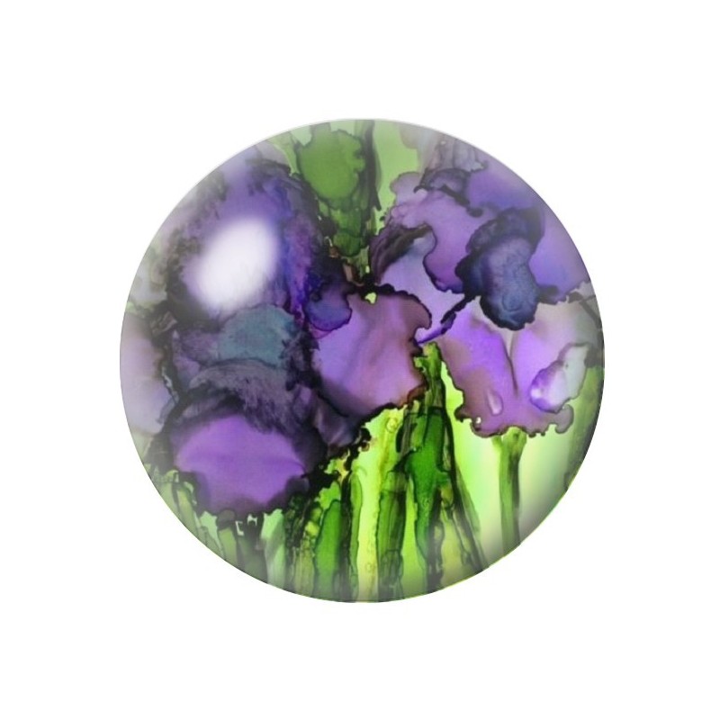 Cabochon en Verre Illustré Fleurs 12 à 25mm