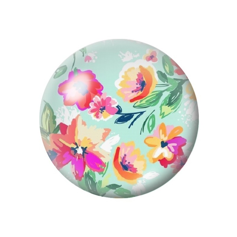 Cabochon en Verre Illustré Fleurs 12 à 25mm