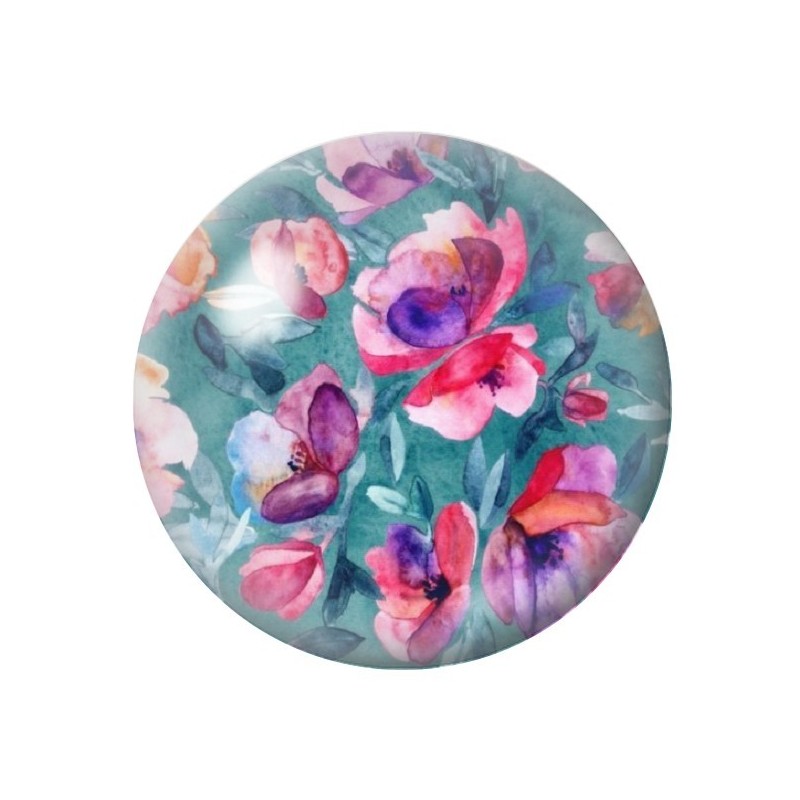 Cabochon en Verre Illustré Fleurs 12 à 25mm