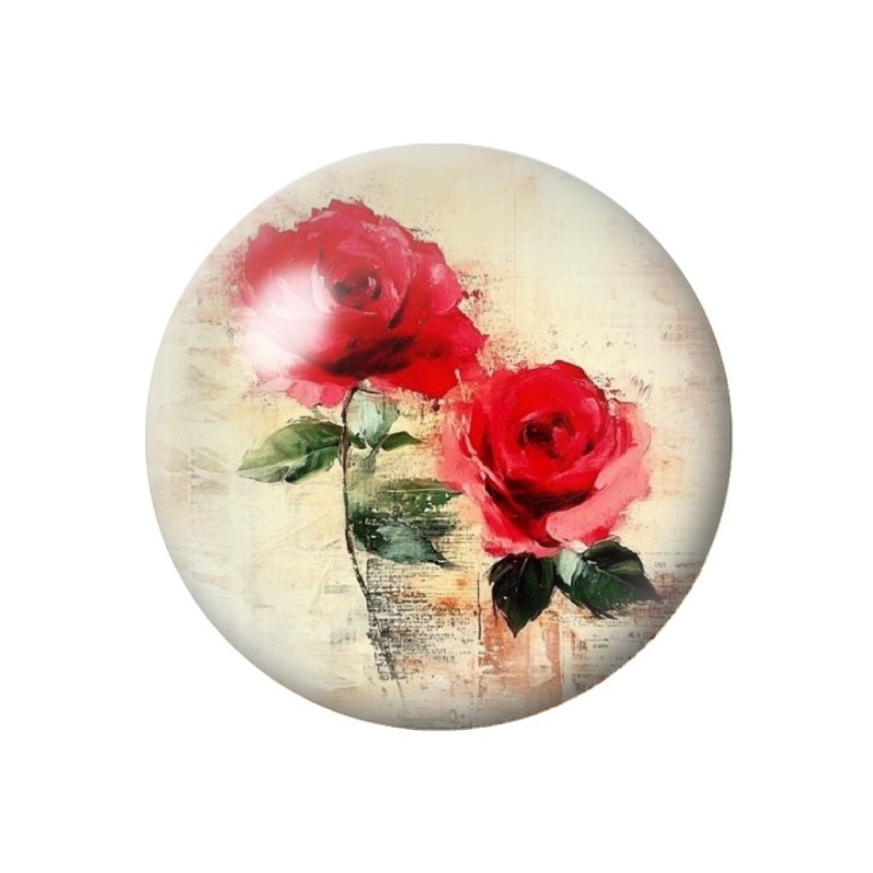Cabochon en Verre Illustré Fleurs 12 à 25mm