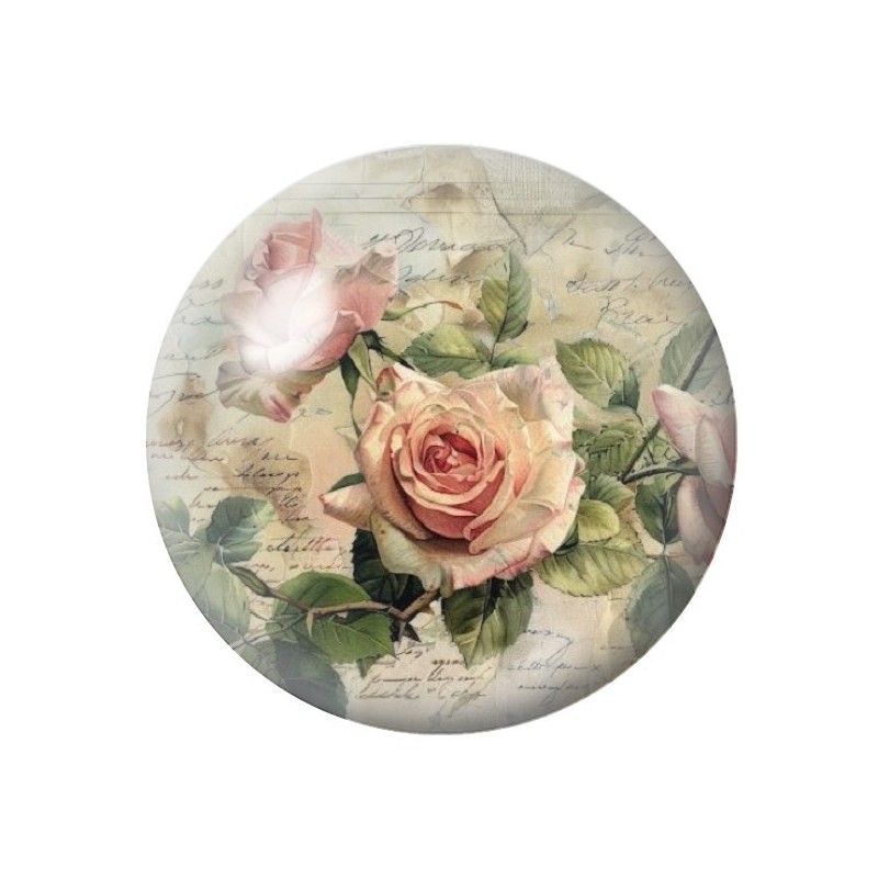 Cabochon en Verre Illustré Fleurs 12 à 25mm