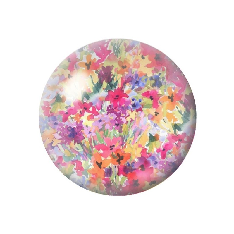 Cabochon en Verre Illustré Fleurs 12 à 25mm
