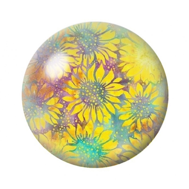 Cabochon en Verre Illustré Fleurs 12 à 25mm