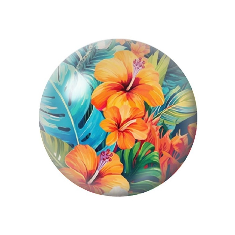 Cabochon en Verre Illustré Fleurs 12 à 25mm
