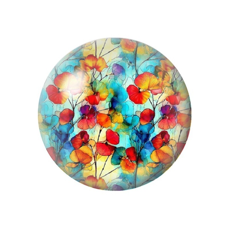 Cabochon en Verre Illustré Fleurs 12 à 25mm