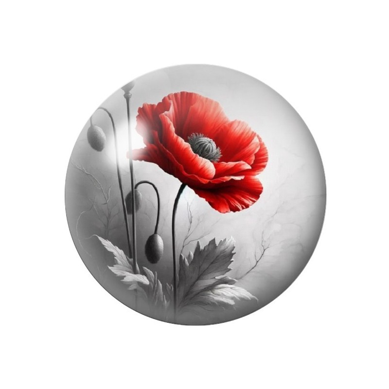 Cabochon en Verre Illustré Fleurs 12 à 25mm