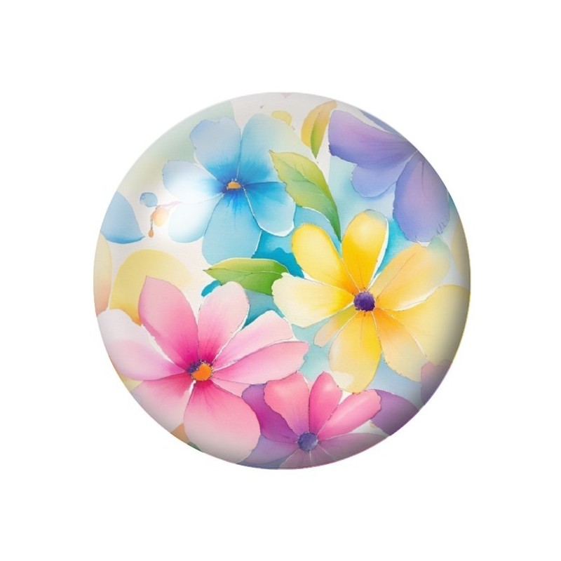 Cabochon en Verre Illustré Fleurs 12 à 25mm