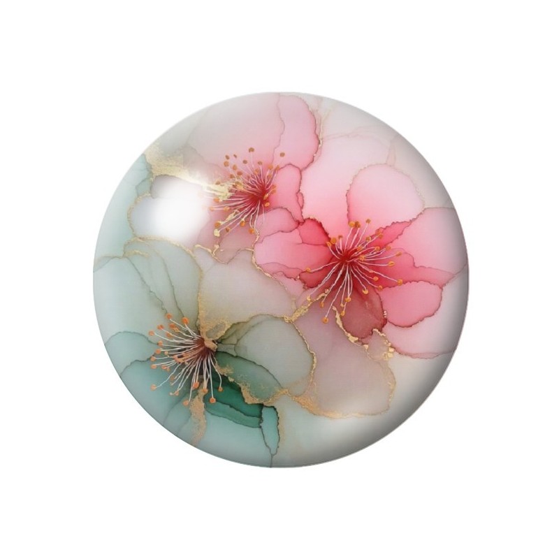 Cabochon en Verre Illustré Fleurs 12 à 25mm