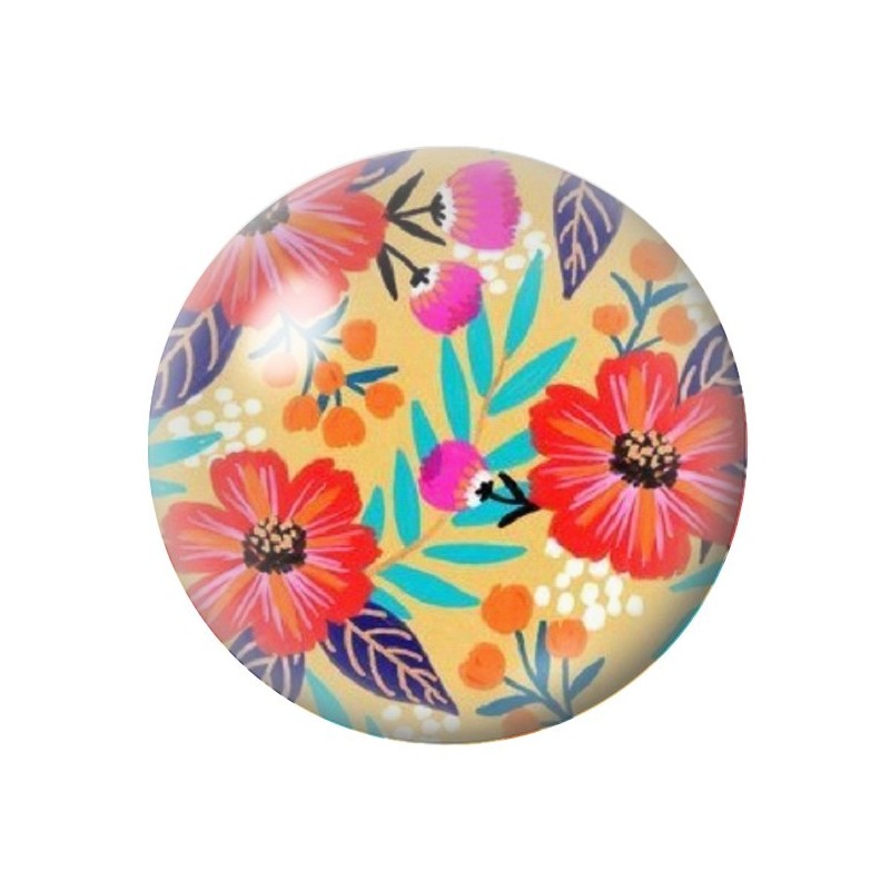 Cabochon en Verre Illustré Fleurs 12 à 25mm