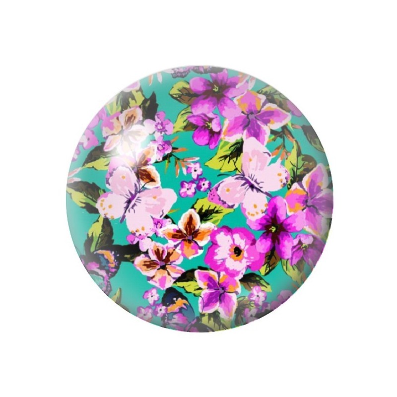 Cabochon en Verre Illustré Fleurs 12 à 25mm