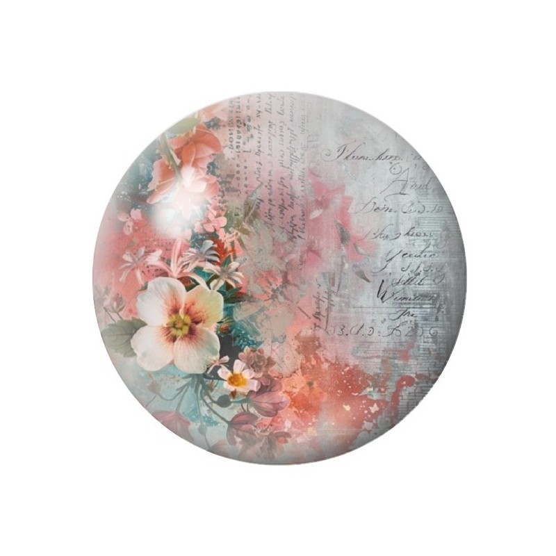 Cabochon en Verre Illustré Fleurs 12 à 25mm