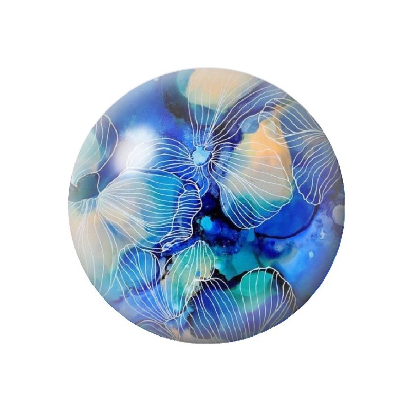 Cabochon en Verre Illustré Fleurs 12 à 25mm