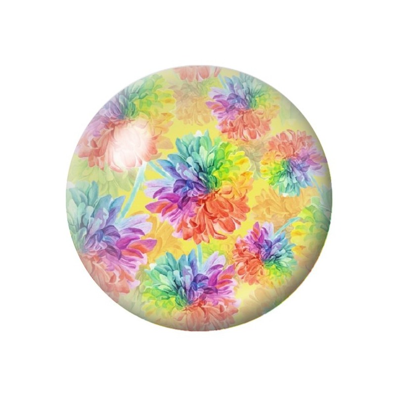 Cabochon en Verre Illustré Fleurs 12 à 25mm