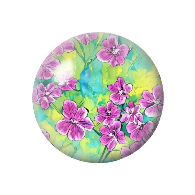 Cabochon en Verre Illustré Fleurs 12 à 25mm