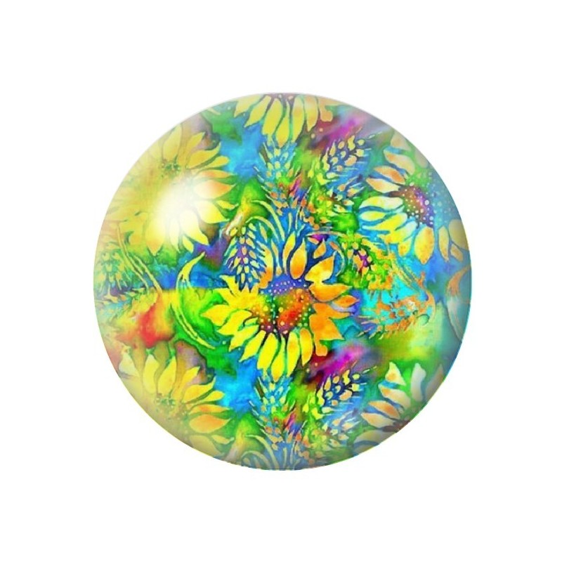 Cabochon en Verre Illustré Fleurs 12 à 25mm