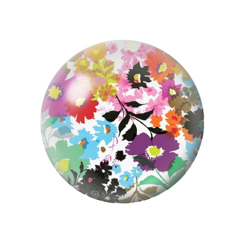 Cabochon en Verre Illustré Fleurs 12 à 25mm