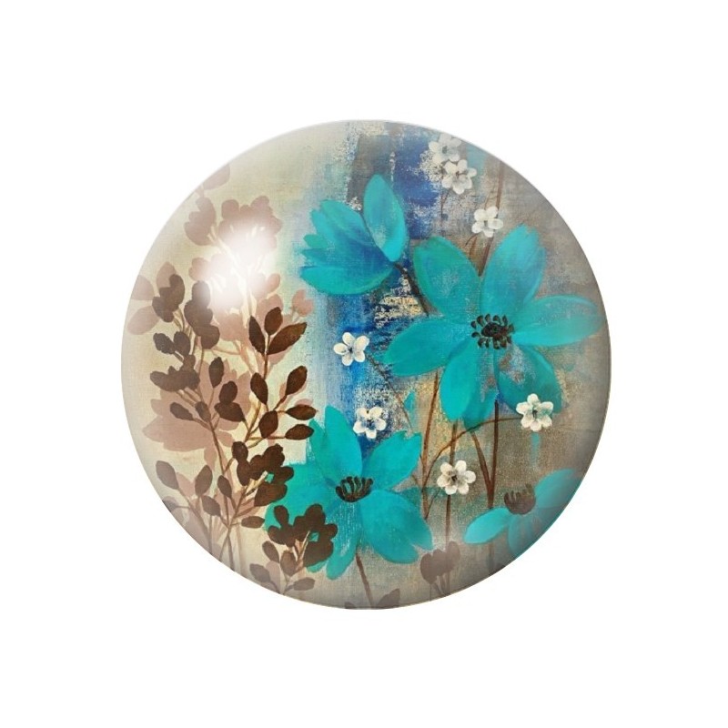 Cabochon en Verre Illustré Fleurs 12 à 25mm