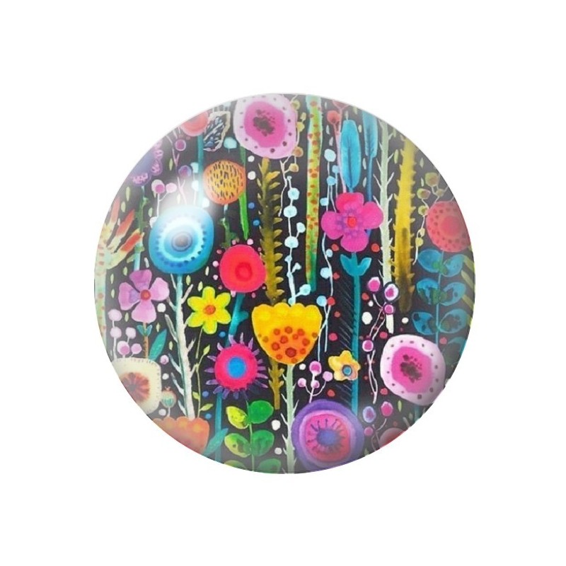 Cabochon en Verre Illustré Fleurs 12 à 25mm