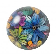Cabochon en Verre Illustré Fleurs 12 à 25mm pour la création de bijoux fantaisie - DIY