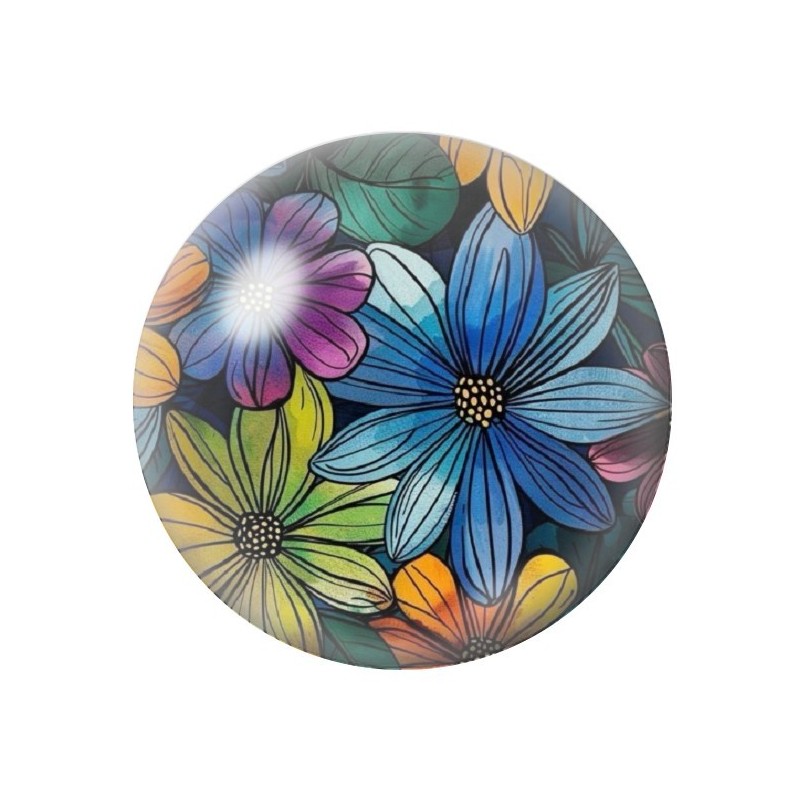 Cabochon en Verre Illustré Fleurs 12 à 25mm