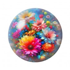 Cabochon en Verre Illustré Fleurs 12 à 25mm pour la création de bijoux fantaisie - DIY