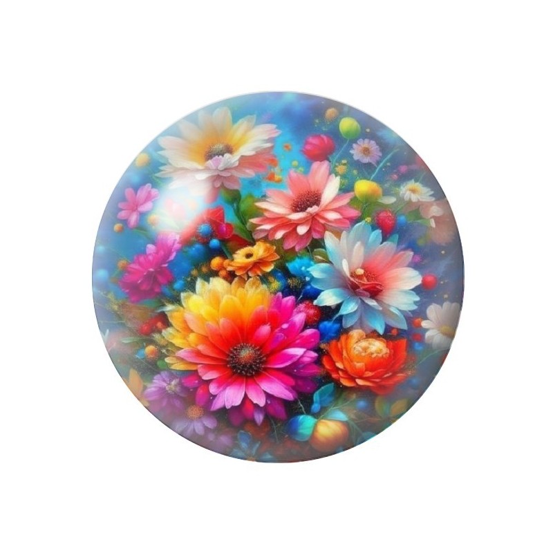 Cabochon en Verre Illustré Fleurs 12 à 25mm