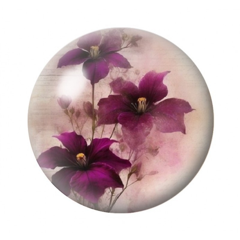 Cabochon en Verre Illustré Fleurs 12 à 25mm