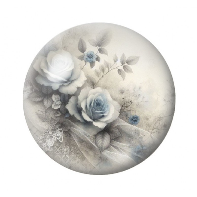 Cabochon en Verre Illustré Fleurs 12 à 25mm