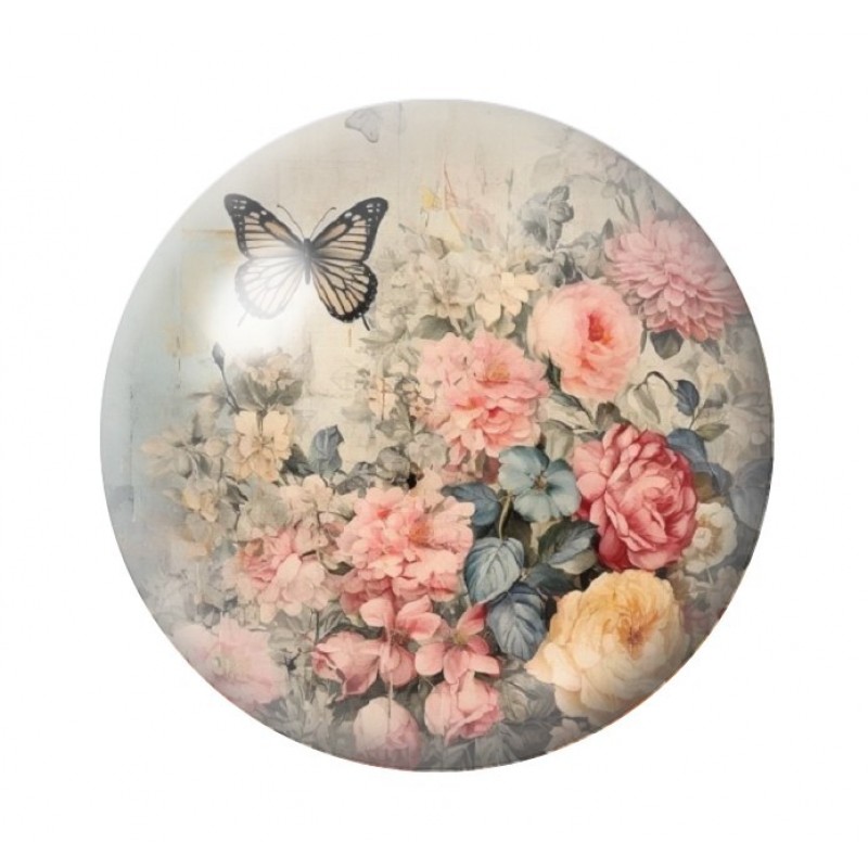 Cabochon en Verre Illustré Fleurs 12 à 25mm