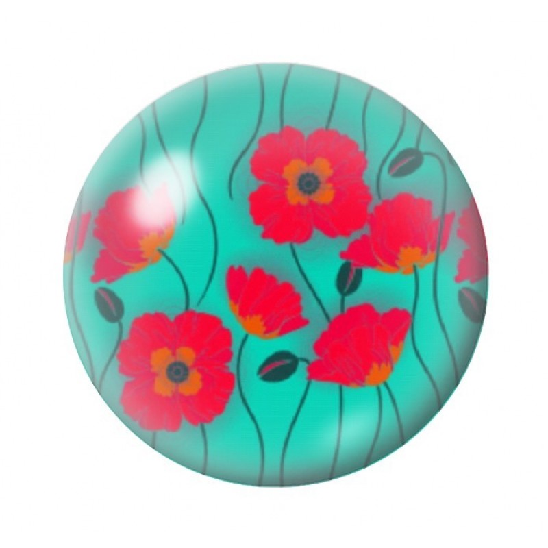 Cabochon en Verre Illustré Fleurs 12 à 25mm